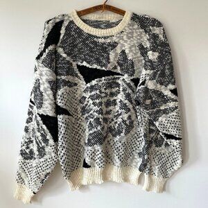 Vintage Abstract Textured Knit Sweater